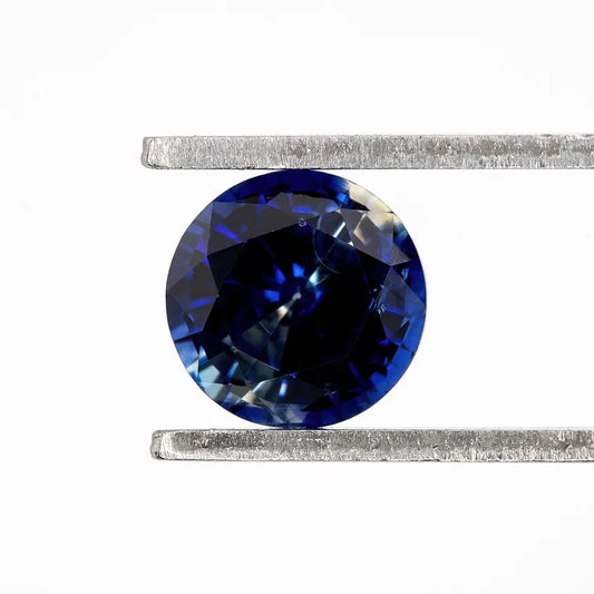 Bicolor - Blue & White | Natural Sapphire Round Cut 1.15ct | Heated Ceylon Gemstone | Loose Sapphire for Ring or Fine Jewelry