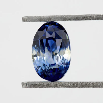 Bicolor – Blue & White | Natural Sapphire | Oval Cut | 1.34ct | Loose Untreated Gemstone | Bi-Color Sapphire | Unique Gemstone for Jewelry