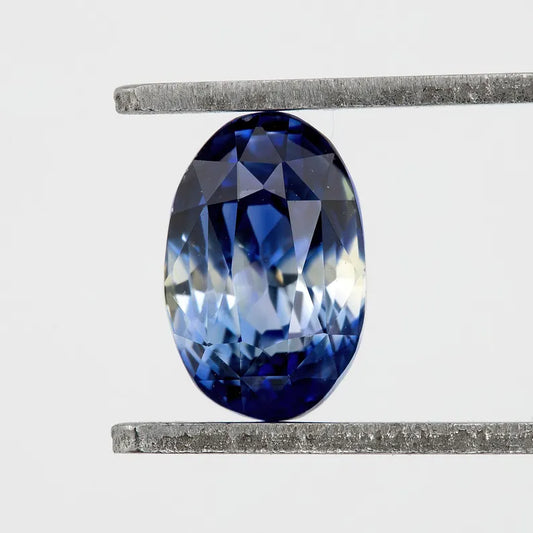 Bicolor – Blue & White | Natural Sapphire | Oval Cut | 1.34ct | Loose Untreated Gemstone | Bi-Color Sapphire | Unique Gemstone for Jewelry