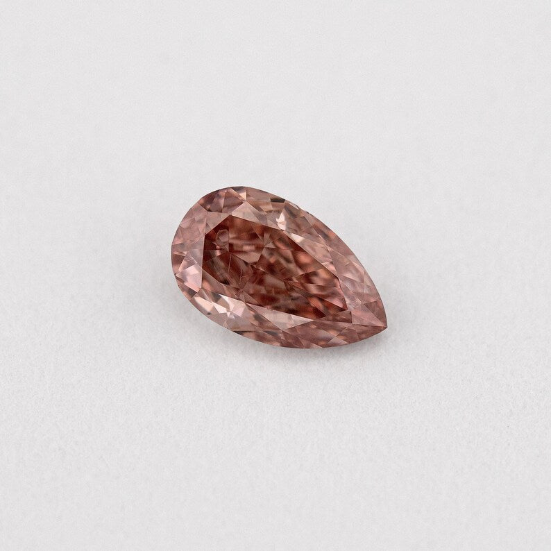 GIA Certified 0.20ct Fancy Intense Orangy Pink Natural Argyle Pink Diamond Pear Brilliant SI1