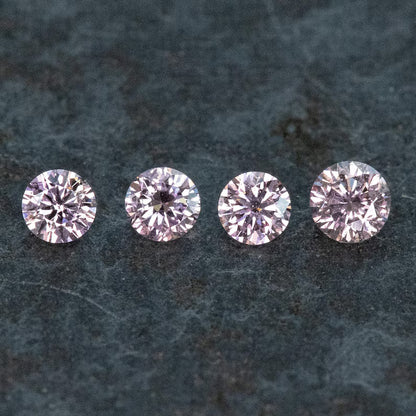2.2 - 2.0 mm Fancy Vivid Purplish Pink Natural Pink Diamonds Round Brilliant SI1 0.15ct. Untreated 100% Natural