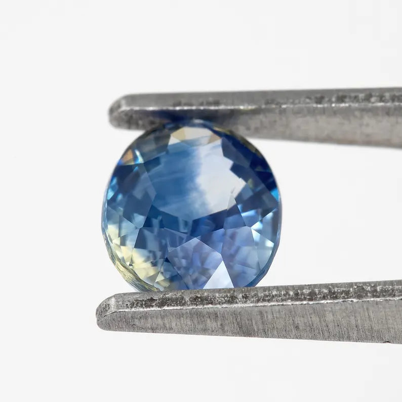 Bicolor – Blue & White | Natural Sapphire | Oval Cut | 1.22ct | Loose Untreated Gemstone | Bi-Color Sapphire | Gemstone for Jewelry Making