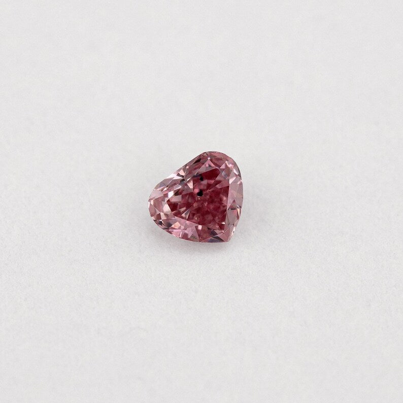 GIA Certified 0.07ct Fancy Intense Pink Natural Argyle Pink Diamond Heart Brilliant