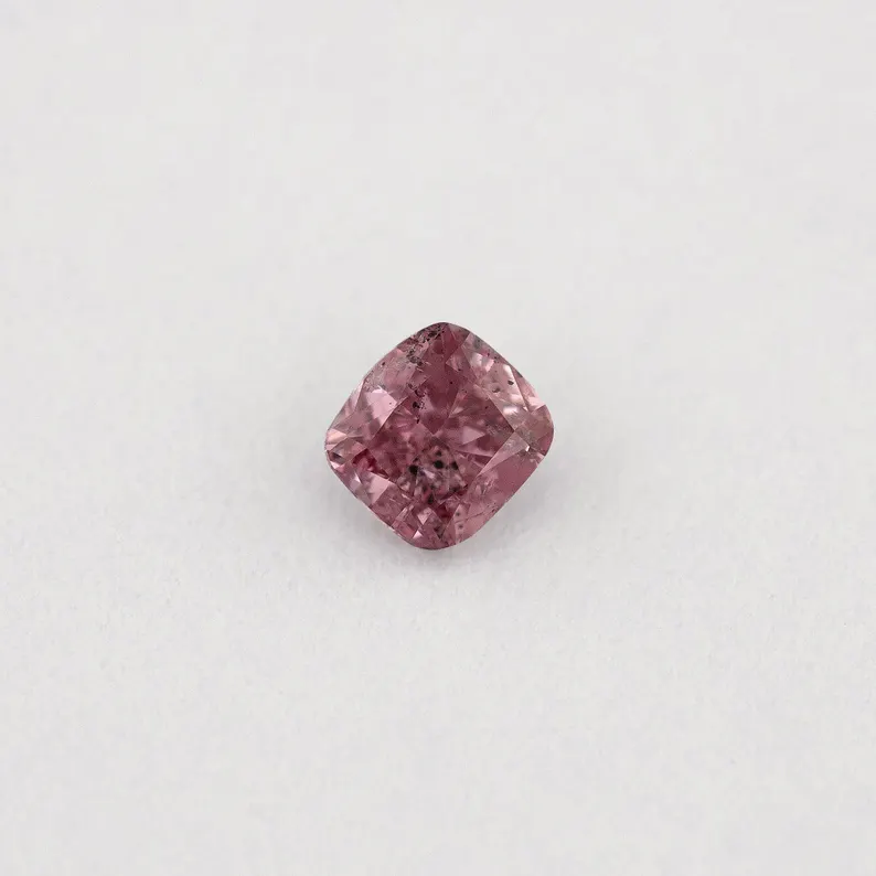GIA Certified 0.10ct Fancy Intense Purplish Pink Natural Argyle Pink Diamond Cushion Brilliant