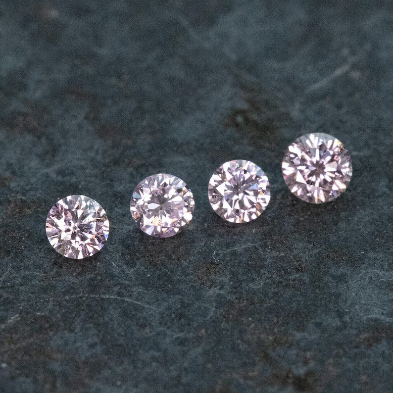 2.2 - 2.0 mm Fancy Vivid Purplish Pink Natural Pink Diamonds Round Brilliant SI1 0.15ct. Untreated 100% Natural