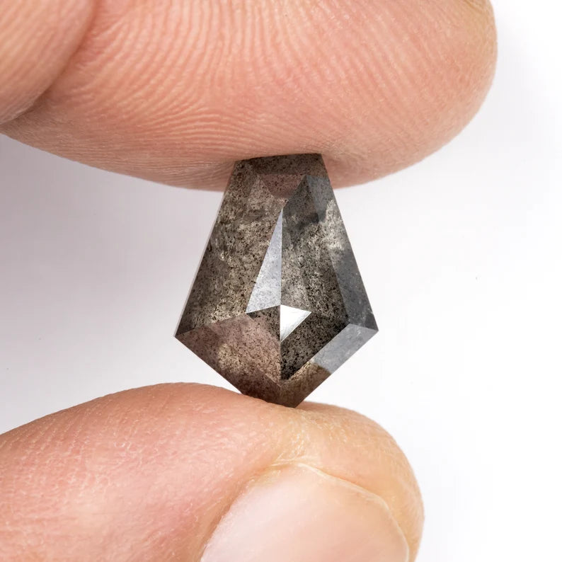 4.44ct. Untreated Natural Gray Diamond Fancy Tie Shape Salt and Pepper