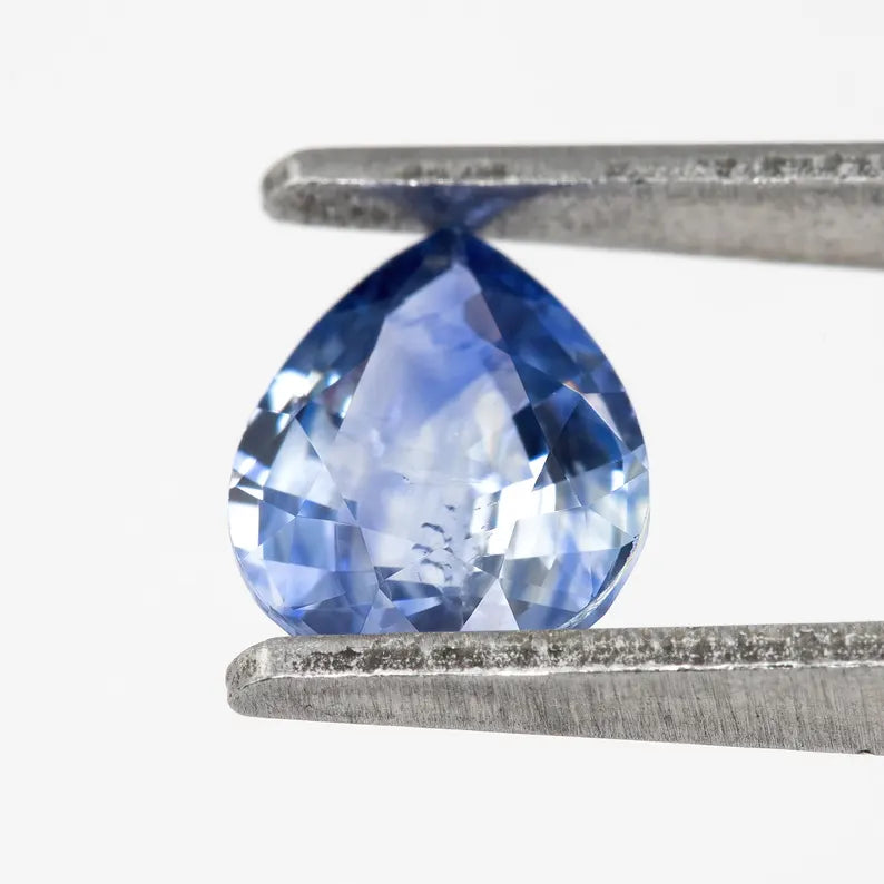 Bicolor - Blue & White | Natural Sapphire Pear Cut 1.12ct | Heated Ceylon Gemstone | Loose Sapphire for Jewelry or Custom Ring
