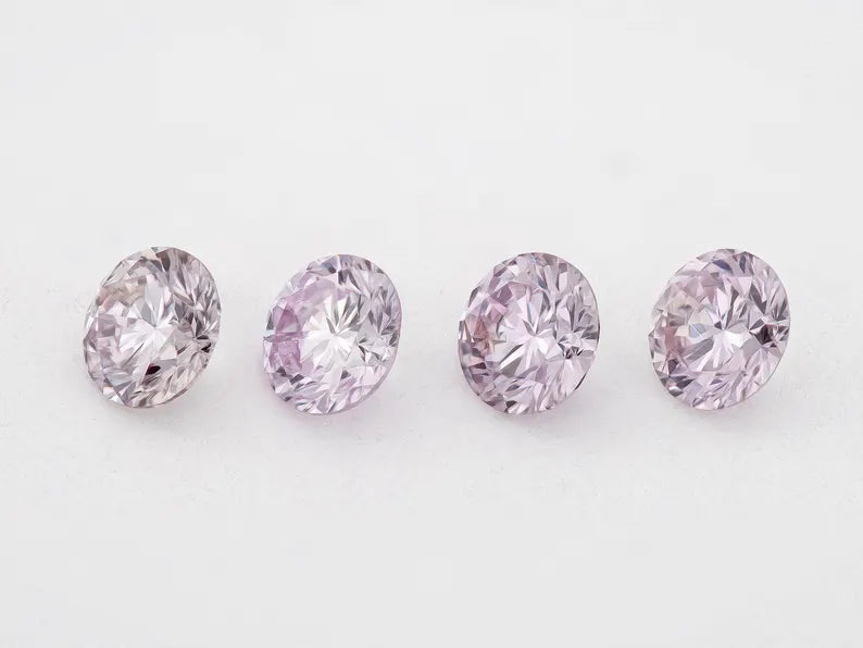 0.36ct of 4pcs 2.80mm Fancy Intense Purplish Pink Natural Pink Diamonds Set Round Brilliant SI1 Untreated 100% Natural