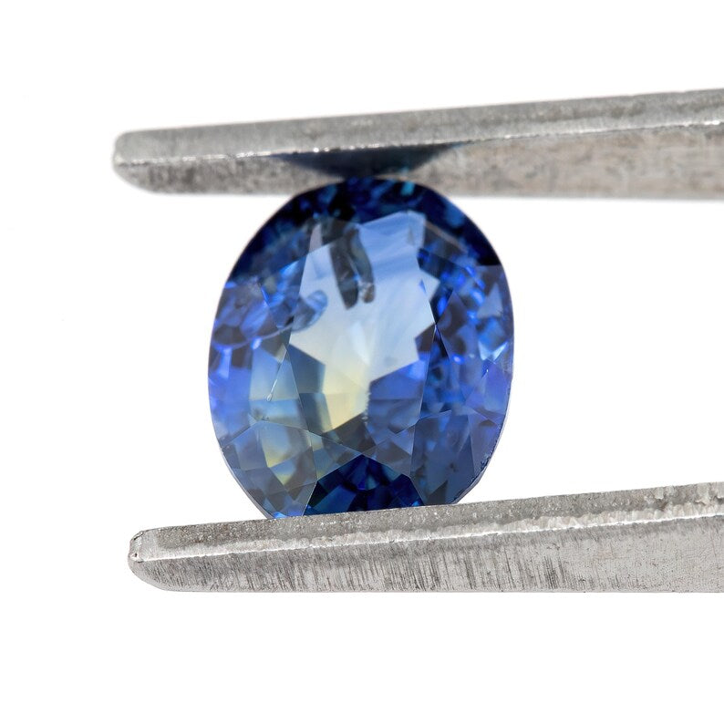 Bicolor - Blue & Yellow | Natural Sapphire Oval Cut 1.07ct | Heated Ceylon Gemstone | Loose Sapphire for Ring or Jewelry Design