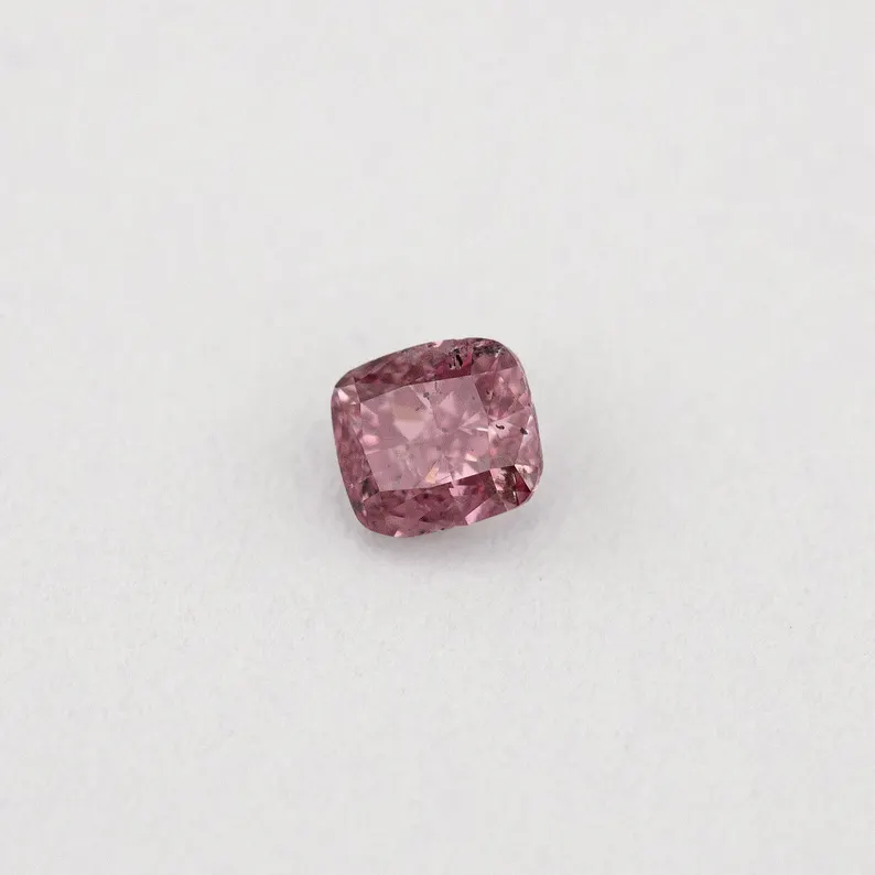 GIA Certified 0.10ct Fancy Intense Purplish Pink Natural Argyle Pink Diamond Cushion Brilliant