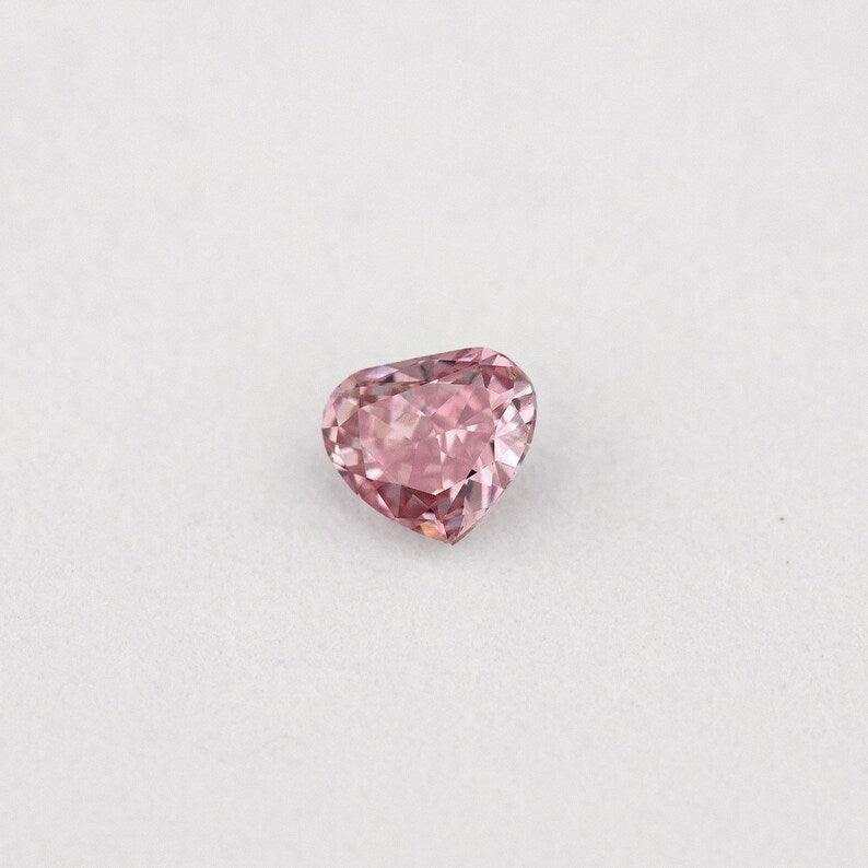 GIA Certified 0.07ct Fancy Intense Pink Natural Argyle Pink Diamond Heart Brilliant