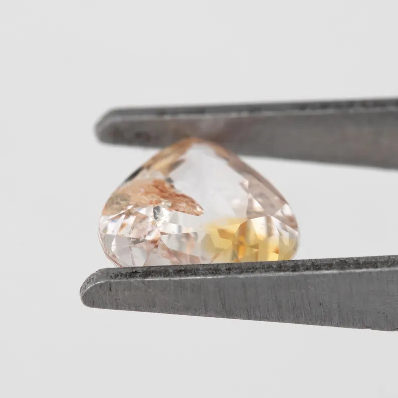 Bi-color White with Gold Blush Sapphire 1.38ct | Pear Cut Natural Gemstone | African Origin | For Custom Jewelry Design
