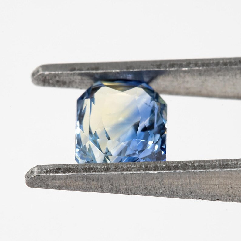 Bicolor - Blue & Yellow | Natural Sapphire Radiant Emerald Cut 1.08ct | Heated Ceylon Gemstone | Loose Sapphire for Ring or Jewelry
