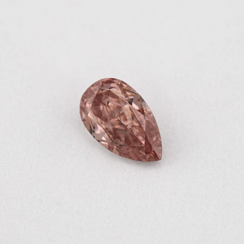 GIA Certified 0.20ct Fancy Intense Orangy Pink Natural Argyle Pink Diamond Pear Brilliant SI1