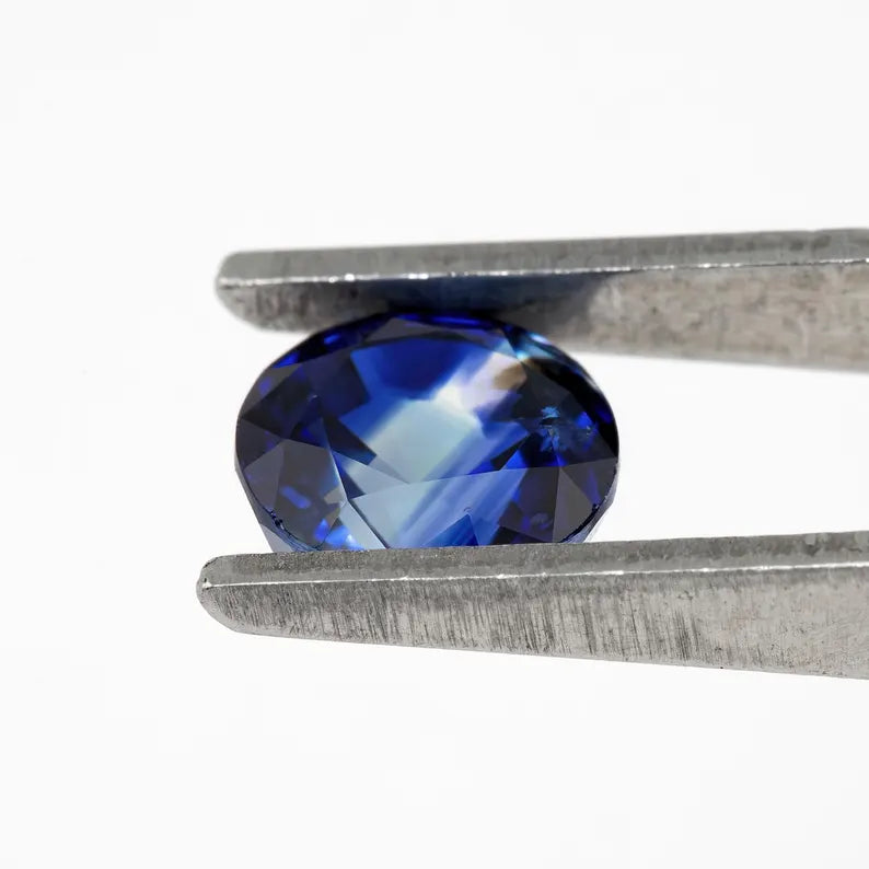 Bicolor - Blue & White | Natural Sapphire Round Cut 1.15ct | Heated Ceylon Gemstone | Loose Sapphire for Ring or Fine Jewelry