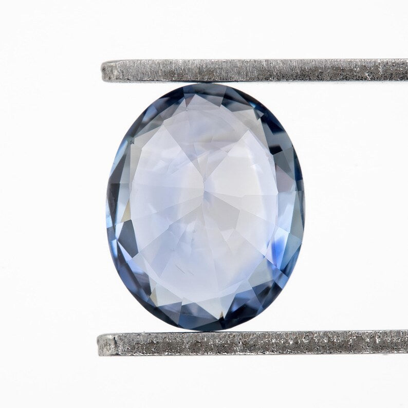 Bicolor – Blue & White | Natural Sapphire | Oval Cut | 1.23ct | Loose Untreated Gemstone | Bi-Color Sapphire | Gem for Jewelry Making
