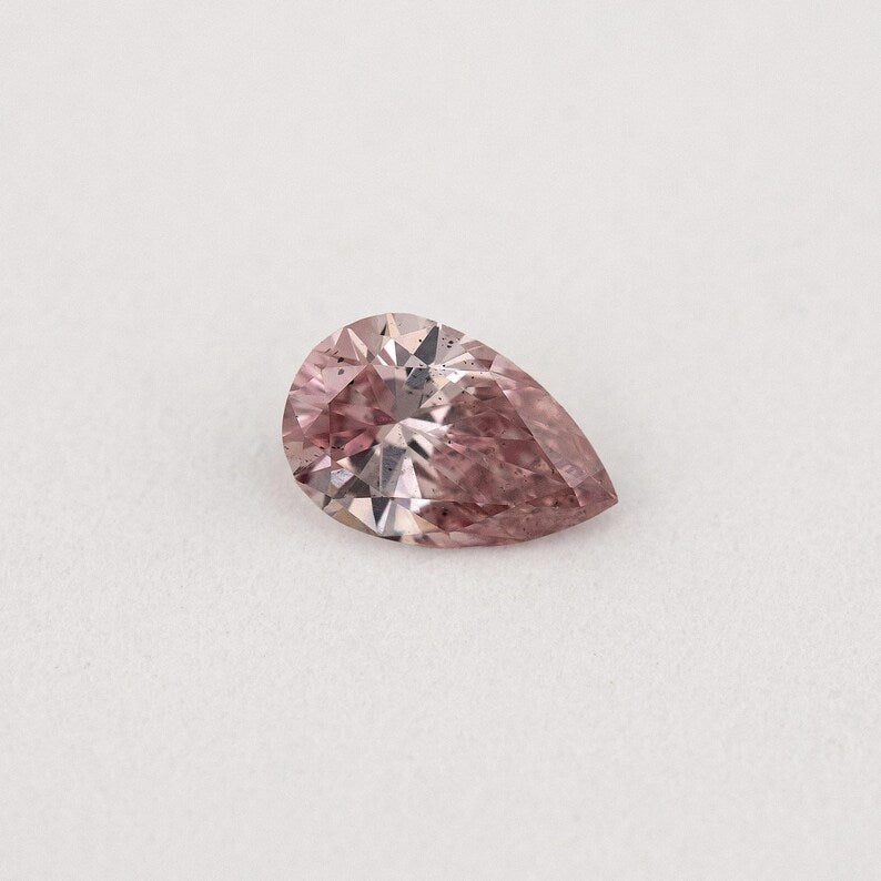 Argyle Certified 0.15ct 6P Fancy Intense Pink Natural Argyle Pink Diamond Pear Brilliant