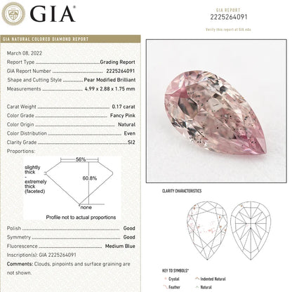 GIA Certified 0.17 Ct Untreated Fancy Pink Natural Diamond Pear Solitaire|Custom Jewelry|Certificate|natural color|rare