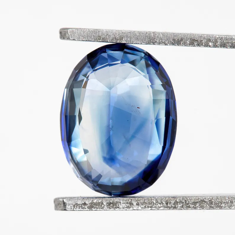 Bicolor – Blue & White | Natural Sapphire | Oval Cut | 1.84ct | Loose Untreated Gemstone | Bi-Color Sapphire | Jewelry Making Stone