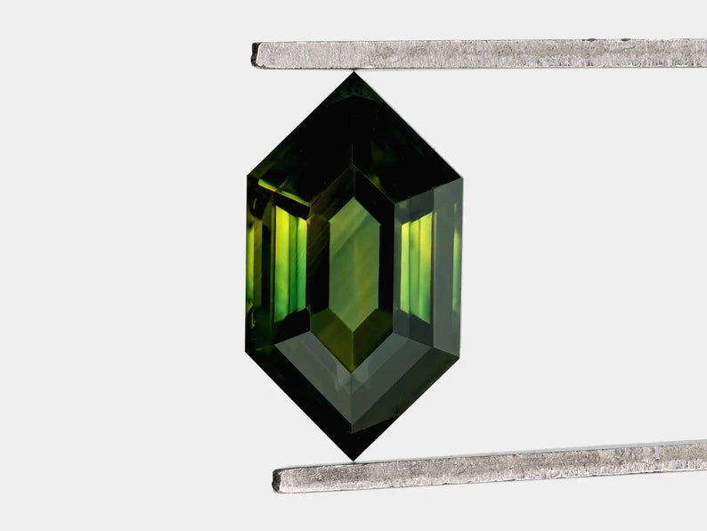 10x5.6mm Natural Teal Sapphire Long Hexagon shape 1.87ct Green Sapphire Geometric Shape Calibrated