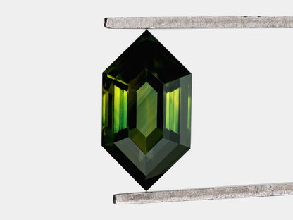 10x5.6mm Natural Teal Sapphire Long Hexagon shape 1.87ct Green Sapphire Geometric Shape Calibrated