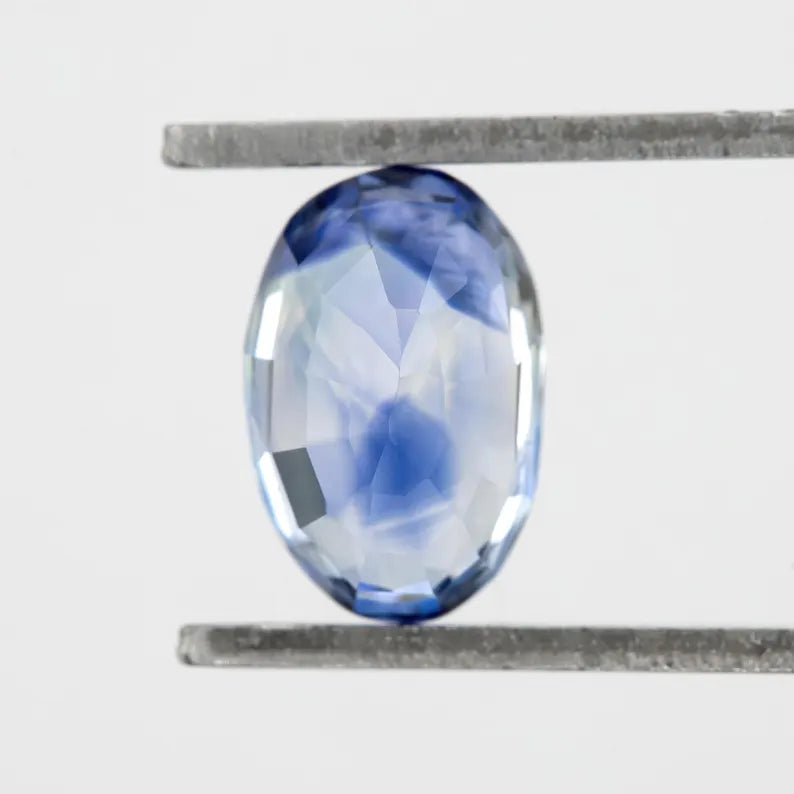 Bicolor – Blue & White | Natural Sapphire | Oval Cut | 1.34ct | Loose Untreated Gemstone | Bi-Color Sapphire | Unique Gemstone for Jewelry