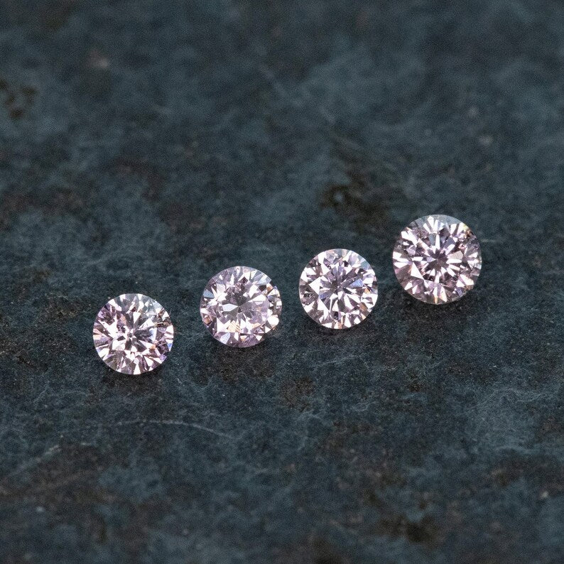 2.2 - 2.0 mm Fancy Vivid Purplish Pink Natural Pink Diamonds Round Brilliant SI1 0.15ct. Untreated 100% Natural