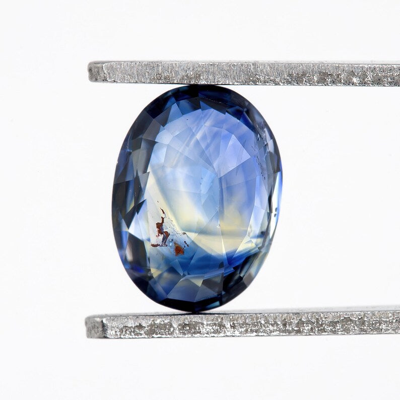 Bicolor - Blue & Yellow | Natural Sapphire Oval Cut 1.07ct | Heated Ceylon Gemstone | Loose Sapphire for Jewelry or Ring