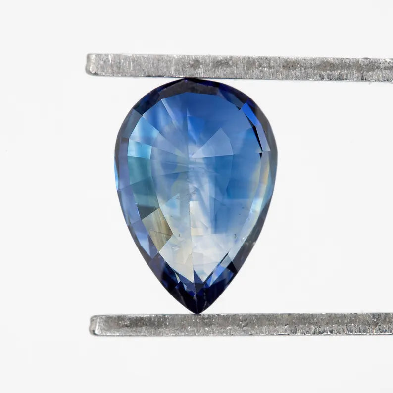 Bicolor - Blue & White | Natural Sapphire Pear Cut 1.31ct | Heated Ceylon Gemstone | Loose Sapphire for Fine Jewelry or Ring