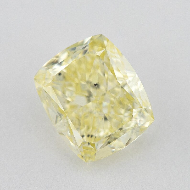 GIA Certified 1.71ct. Fancy Light Yellow Loose Natural Diamond Cushion SI1 Untreated|Certificate|Genuine|Yellow Diamond