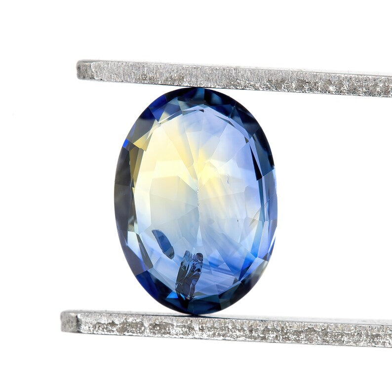 Bicolor - Blue & Yellow | Natural Sapphire Oval Cut 1.07ct | Heated Ceylon Gemstone | Loose Sapphire for Ring or Jewelry Design