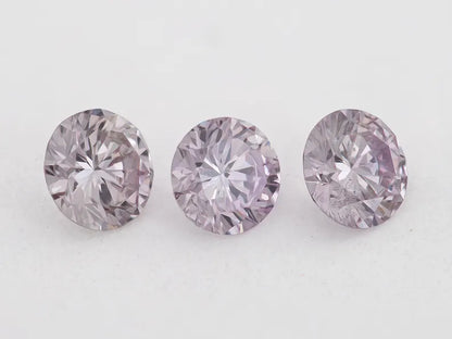0.32ct of 3pcs 3.0mm Fancy Intense Purplish Pink Natural Pink Diamonds Set Round Brilliant SI1 Untreated 100% Natural
