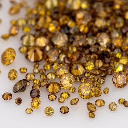 Fancy Vivid Brownish Yellow Orange Burnt Color | Natural Untreated Diamonds | Round | Melee | Accents | Burnt Color Diamonds