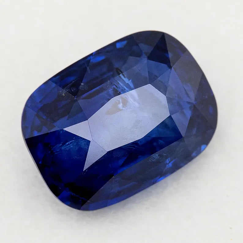 GRS Certified 8.06 ct. Natural Blue Sapphire Cushion Ceylon Sri Lanka Heated