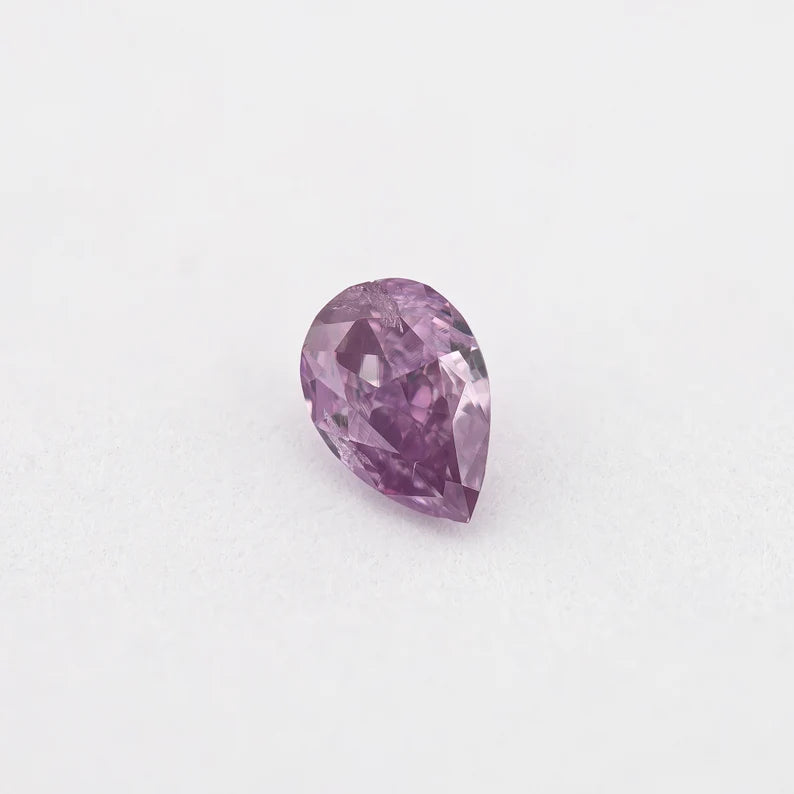 GIA Certified 0.13 Ct Untreated Fancy Intense Pink Purple Natural Diamond Pear Solitaire|Custom Jewelry|Certificate|natural color|rare