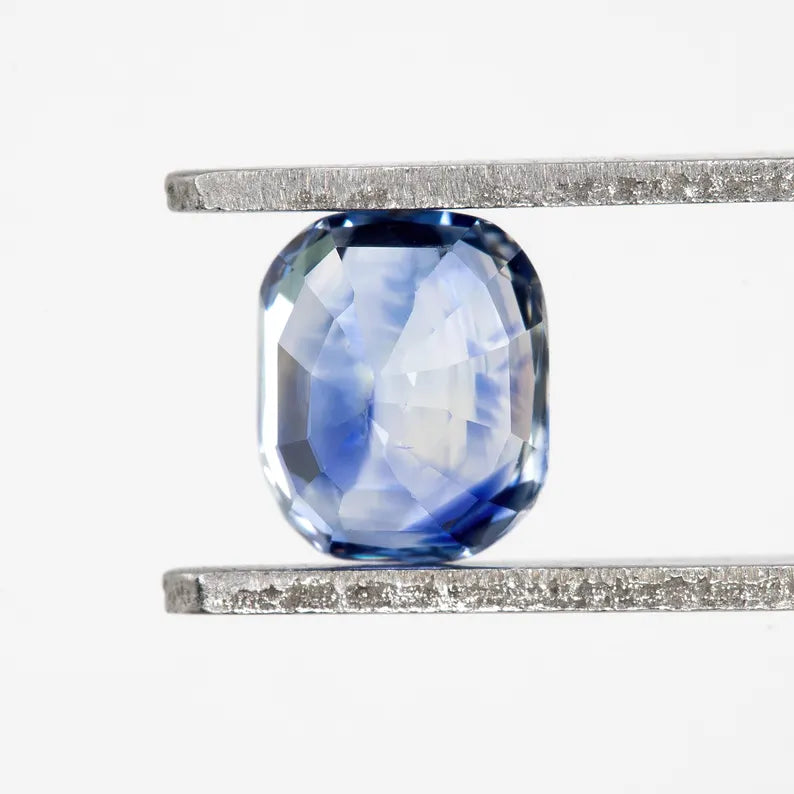 Bicolor - Blue & White | Natural Sapphire Cushion Cut 1.51ct | Heated Ceylon Gemstone | Loose Sapphire for Ring or Fine Jewelry
