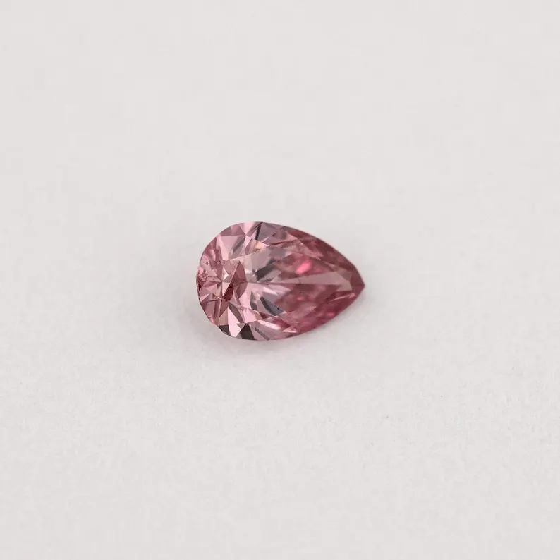 Argyle Certified 0.08ct 3P Fancy Vivid Pink Natural Argyle Pink Diamond Pear Brilliant