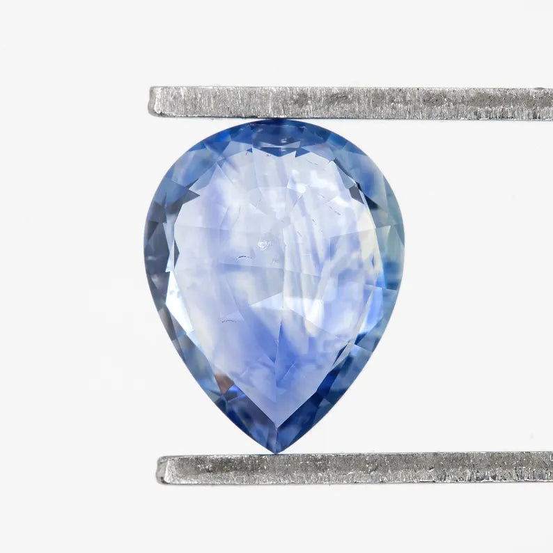 Bicolor - Blue & White | Natural Sapphire Pear Cut 1.12ct | Heated Ceylon Gemstone | Loose Sapphire for Jewelry or Custom Ring