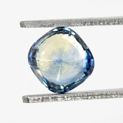 Bicolor - Blue & White | Natural Sapphire Cushion Cut 1.51ct | Heated Ceylon Gemstone | Loose Sapphire for Ring or Fine Jewelry