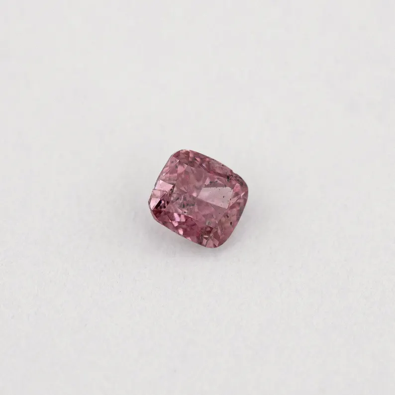 GIA Certified 0.10ct Fancy Intense Purplish Pink Natural Argyle Pink Diamond Cushion Brilliant