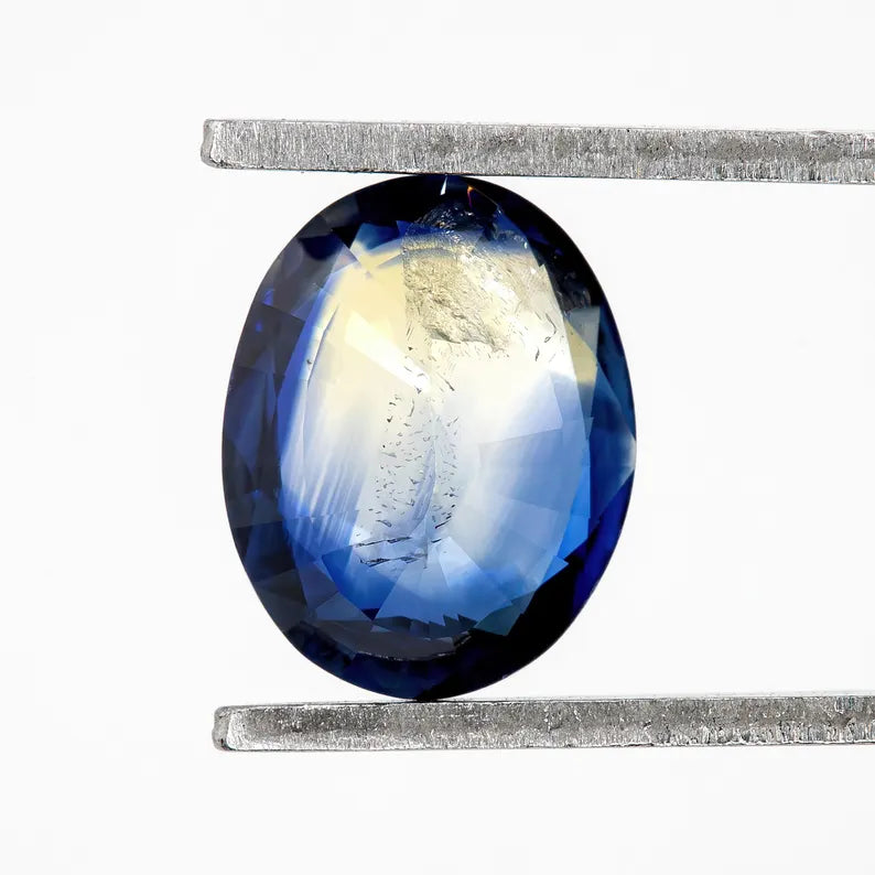Bicolor - Blue & Yellow | Natural Sapphire Oval Cut 1.24ct | Heated Ceylon Gemstone | Loose Sapphire for Custom Jewelry or Ring