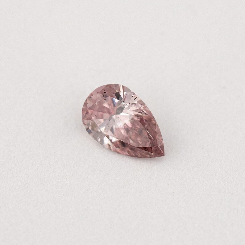 Argyle Certified 0.15ct 6P Fancy Intense Pink Natural Argyle Pink Diamond Pear Brilliant