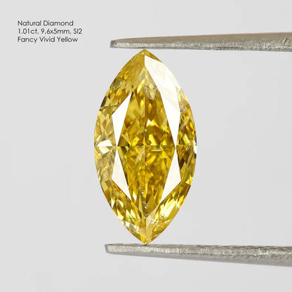 1.01ct Untreated Fancy Vivid Yellow Natural Diamond Marquise 9.6x5mm SI2|mined|Real|Custom Jewelry|Jewelry Maker|Special Cut|Rare|earthmined