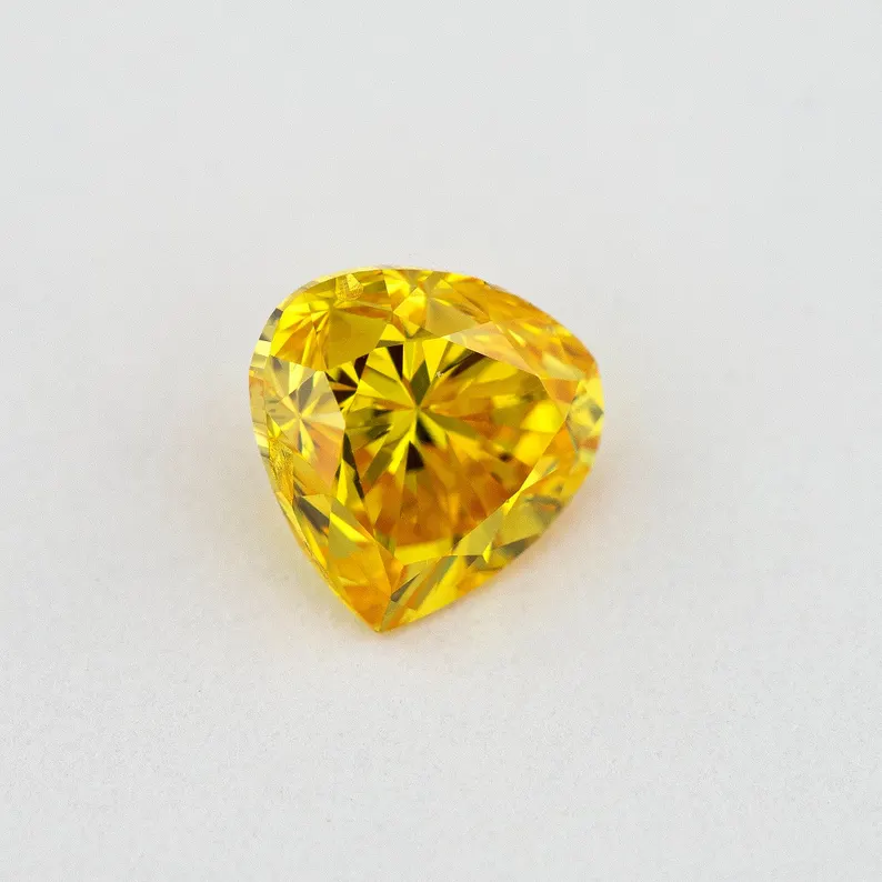 GIA Certified 0.51ct Fancy Vivid Orange Yellow Natural Yellow Diamond Heart SI1