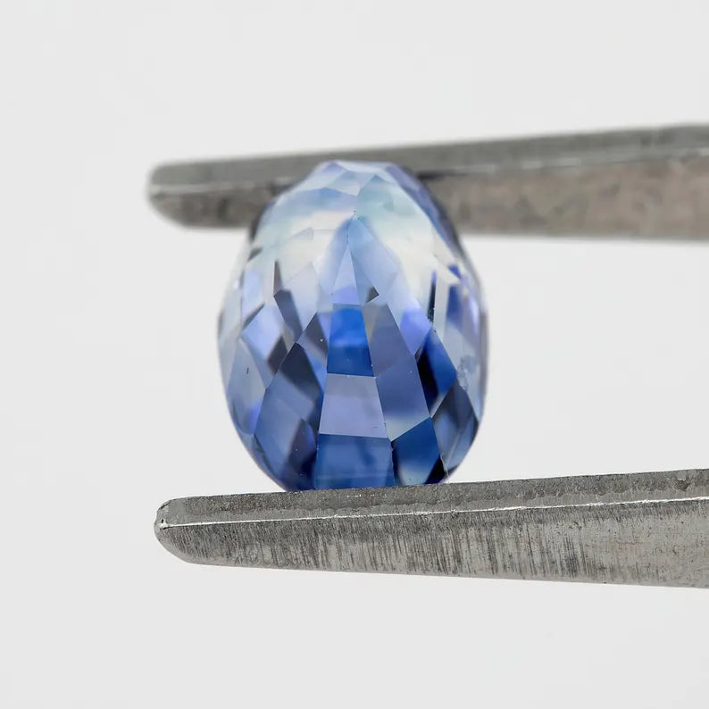 Bicolor – Blue & White | Natural Sapphire | Oval Cut | 1.34ct | Loose Untreated Gemstone | Bi-Color Sapphire | Unique Gemstone for Jewelry