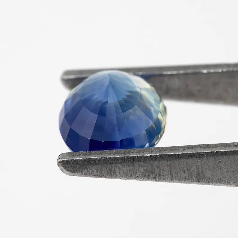 Bicolor – Blue & White | Natural Sapphire | Oval Cut | 1.22ct | Loose Untreated Gemstone | Bi-Color Sapphire | Gemstone for Jewelry Making