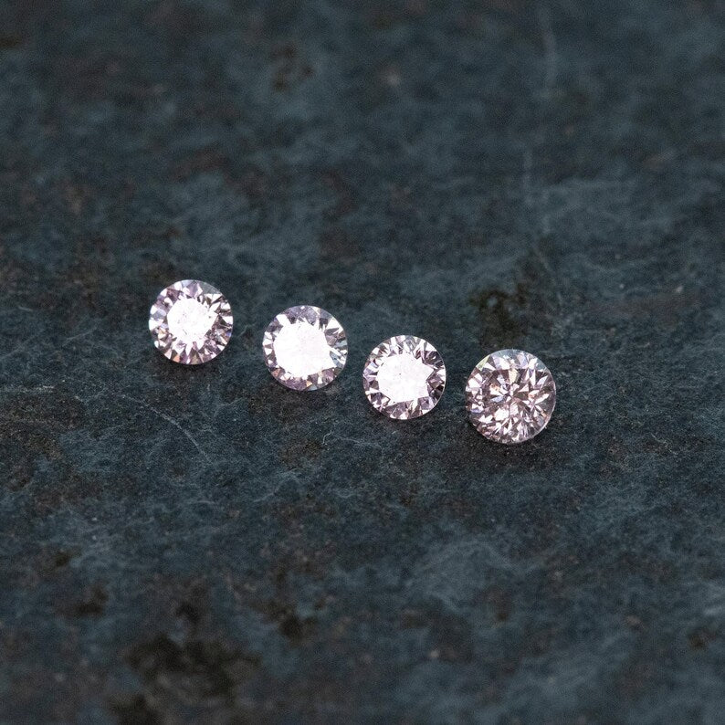 2.2 - 2.0 mm Fancy Vivid Purplish Pink Natural Pink Diamonds Round Brilliant SI1 0.15ct. Untreated 100% Natural