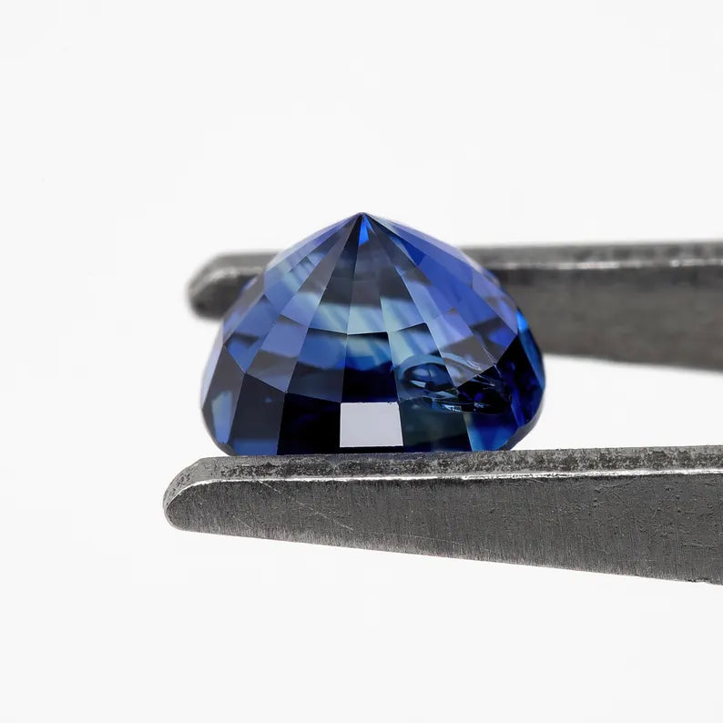 Bicolor - Blue & White | Natural Sapphire Round Cut 1.15ct | Heated Ceylon Gemstone | Loose Sapphire for Ring or Fine Jewelry