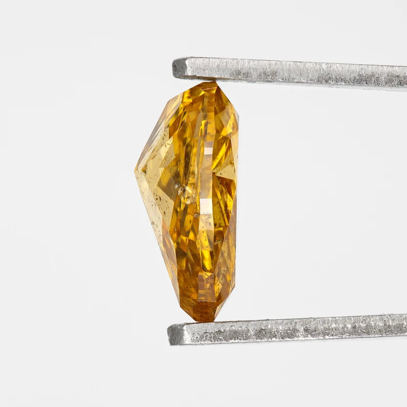 GIA Certified 1.00 Ct Untreated Fancy Intense Orange Yellow Natural Diamond Pear Solitaire|Custom Jewelry|Certificate|genuine|natural color