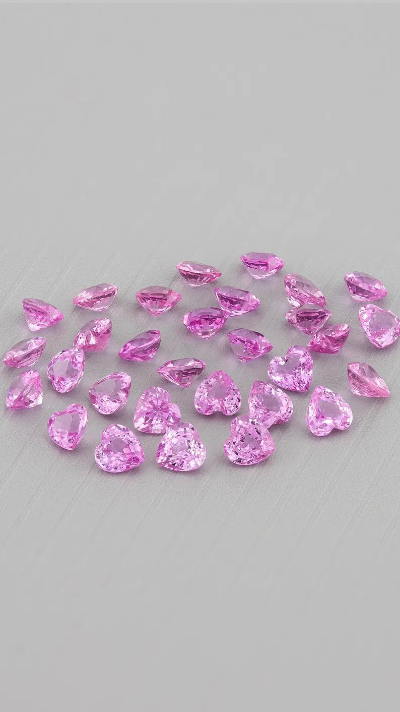 5pcs matching selection Natural Pink Sapphire Heart Shape Calibrated 3mm hot pink